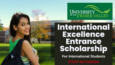 University of the Fraser Valley UFV International Excellence Entrance Scholarship in Canada for 2023